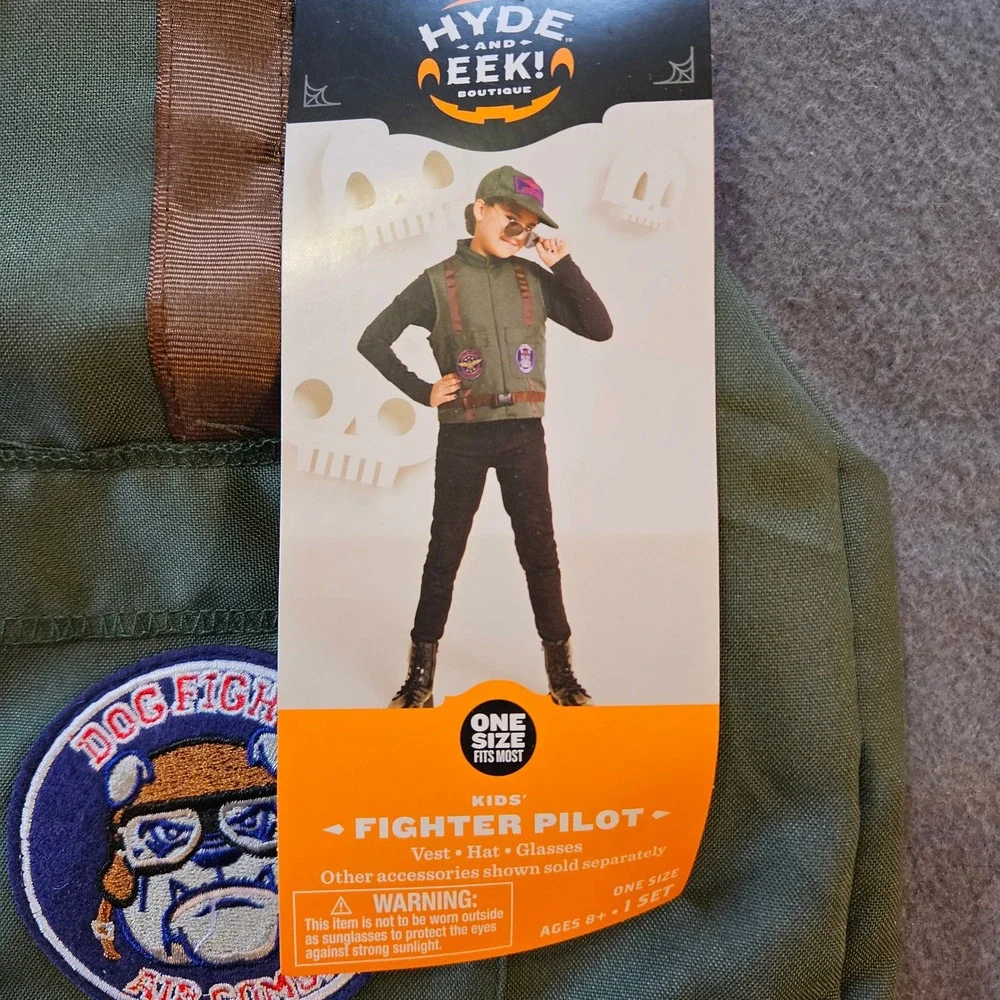 Kids Fighter Pilot Costume Vest Hat Sunglasses Top‎ Squadron Dogfight Air Combat